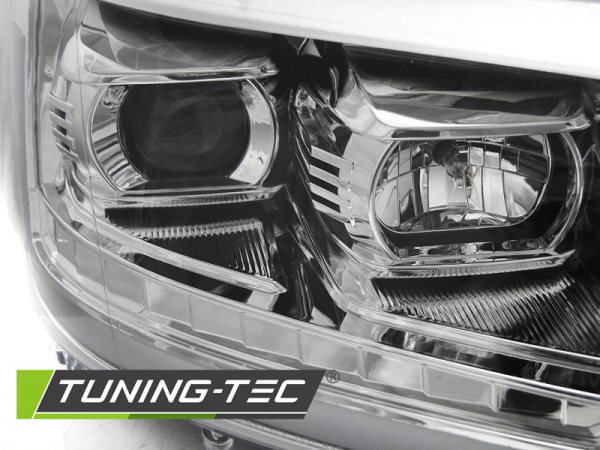 LED Tagfahrlicht Scheinwerfer für VW T5 GP (Facelift) 10-15 chrom mit dynamischem LED Blinker